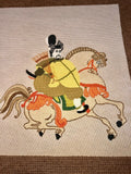 1970s Samurai Needlepoint Wall Hanging HUGE Retro Orientalism 57” Wide 39” Tall