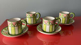 Susan Sargent Hand Painted Demitasse Cup Saucer Set Of 4 Espresso Coffee