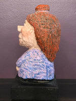 Whimsical Outsider Art Carved Painted Wood Sculpture Bucktooth Caricature 8”