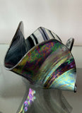 vintage hand blown signed art glass handkerchief iridescent aurene vase bowl