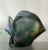 vintage hand blown signed art glass handkerchief iridescent aurene vase bowl