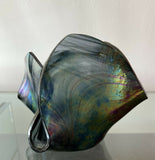 vintage hand blown signed art glass handkerchief iridescent aurene vase bowl