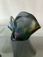 vintage hand blown signed art glass handkerchief iridescent aurene vase bowl