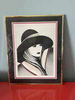 1980s JEANNETTE Vintage Retro Framed Set of Prints Art Deco Mod Nagel Models x3