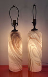 GLASSLIGHT STUDIO 1989 16” Postmodern Art Glass Table Lamps MATCHED PAIR Swirled