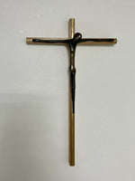 Abstract MCM Bronze Modernist Cross Art Crucifix Vintage Brutalist 15” Jesus