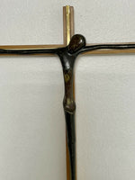Abstract MCM Bronze Modernist Cross Art Crucifix Vintage Brutalist 15” Jesus