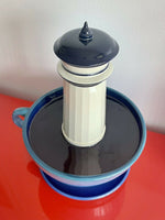1994 Surrealist Studio Art Pottery Sculpture Lighthouse in a Coffee Cup WHIMSY