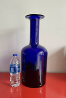 Retro HOLMEGAARD Gulvase 17” Royal Blue Otto Brauer Vintage Modernism w/ Label