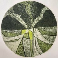 1967 “Lime Tondo” Abstract Etching Linocut Fine Art Print 5/12 Signed M. Lean