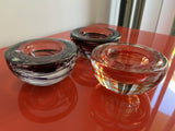 KOSTA BODA Glass Votive Candle Holders Lot of 3 Purple Red SWIRL