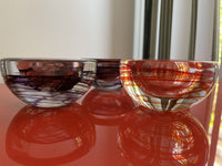 KOSTA BODA Glass Votive Candle Holders Lot of 3 Purple Red SWIRL