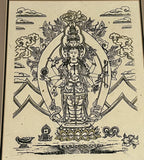 T Muni Buddhist Ink & Gold PAIR Australian Artist Framed Mandala Goddess Dharma