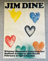 Jim Dine “Six Hearts” Limited Edition Litho Whitney Museum 1970 Pop Art Poster