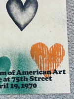 Jim Dine “Six Hearts” Limited Edition Litho Whitney Museum 1970 Pop Art Poster