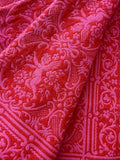 Psychedelic 70s Damask Coverlet Retro Bedspread Cherubs Flowers Fuchsia Red FULL