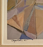 Original Abstract Geometric Gouache On Paper “Canyon Pattern” 1998 Cubist Framed