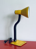 Postmodern 1970s Fasé Fase Yellow Articulated Gooseneck Desk Lamp Spain MCM MOD