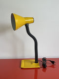 Postmodern 1970s Fasé Fase Yellow Articulated Gooseneck Desk Lamp Spain MCM MOD