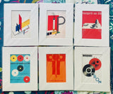 Bauhaus Art Deco Mini Print Collection (6) 8” x 10” Postmodern Memphis Design