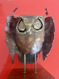 Jere Style Brutalist Torch Cut Brass Owl Statue Sculpture 60s 70s Mod MCM 8”