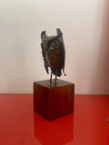 Jere Style Brutalist Torch Cut Brass Owl Statue Sculpture 60s 70s Mod MCM 8”