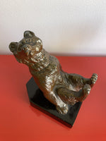 Vintage Art Deco Frolicking Bear Bookends in the style of Louis Albert Carvin