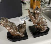 Vintage Art Deco Frolicking Bear Bookends in the style of Louis Albert Carvin