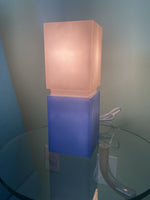 Retro 1990s 2000s Geometric Blue White Plastic Lamps 12” Space Age Postmodern x2