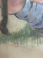 Ballet Dancer Portrait Signed M. Byrne Pastel Fine Art Painting 27” x 21” Framed