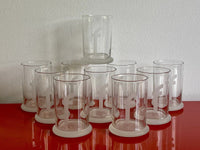 Frosted “F” Monogram Rocks Cocktail Glasses Set of Ten (10) Retro Bar 70s 80s 5”