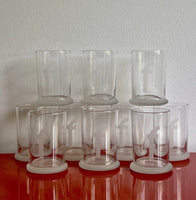 Frosted “F” Monogram Rocks Cocktail Glasses Set of Ten (10) Retro Bar 70s 80s 5”
