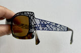 Jean Lafont Hallucinante Eyeglasses Frames 675 Blue Pierced Metal & Tortoise EUC