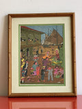 Vtg Guayaquil Colombia Seaport Market Scene Fine Art Print Los Gallos De Sandia