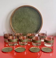 MCM Retro Coppercraft Guild Cocktail Set For 8 Matching Glasses Tray Coasters