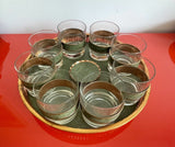 MCM Retro Coppercraft Guild Cocktail Set For 8 Matching Glasses Tray Coasters