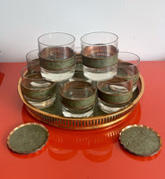 MCM Retro Coppercraft Guild Cocktail Set For 8 Matching Glasses Tray Coasters