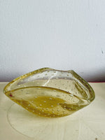 Vintage 60s 70s Murano Italy Art Glass Bullicante Controlled Bubble Trinket Dish