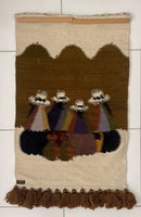 Olga Fisch Folklore Handmade Wool Wall Hanging Tapestry 70s 80s Ecuador Boho