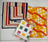 1960s 1970s Vera Neumann Funky Geometric MOD Tablecloth (2) & Napkin (6) Lot EUC