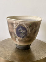 Stunning Jamie Davis Studio Art Pottery 1980s Postmodern Raku Ceramic Vessel 9”