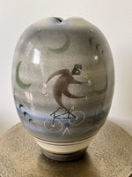 Huge Jamie Davis BICYCLES Studio Art Pottery 1980s Postmodern Ceramic Vase 14”
