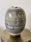 Huge Jamie Davis BICYCLES Studio Art Pottery 1980s Postmodern Ceramic Vase 14”