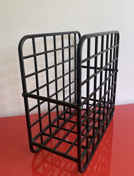 YAFFA Plastic Storage LP Record Rack 1980s Retro Black Vintage Postmodern 14”