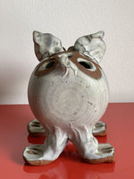 Retro 1970s Stoneware Pig Glazed Clay Flower Frog or Pencil Holder Folk Pottery