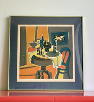 Marcel Mouly 70s Colorful Interior Still Life Signed Numbered Lithograph 238/260