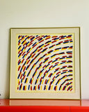 Retro Fine Art Serigraph Postmodernist Geometric Jasper Johns Style 32” Sq Frame
