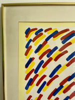Retro Fine Art Serigraph Postmodernist Geometric Jasper Johns Style 32” Sq Frame