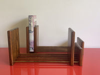Vintage Wood Table Top Adjustable Book Rack PAIR Arkansas Pine Birch Signed 16”