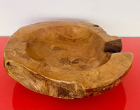 Large 15” Carved Organic Burl Wood Centerpiece Bowl Catchall Rustic Vintage Knot